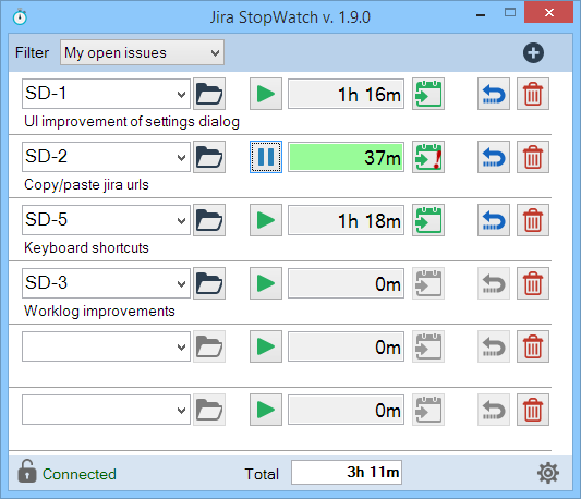 Screenshot showing tracking multiple Jira Issues